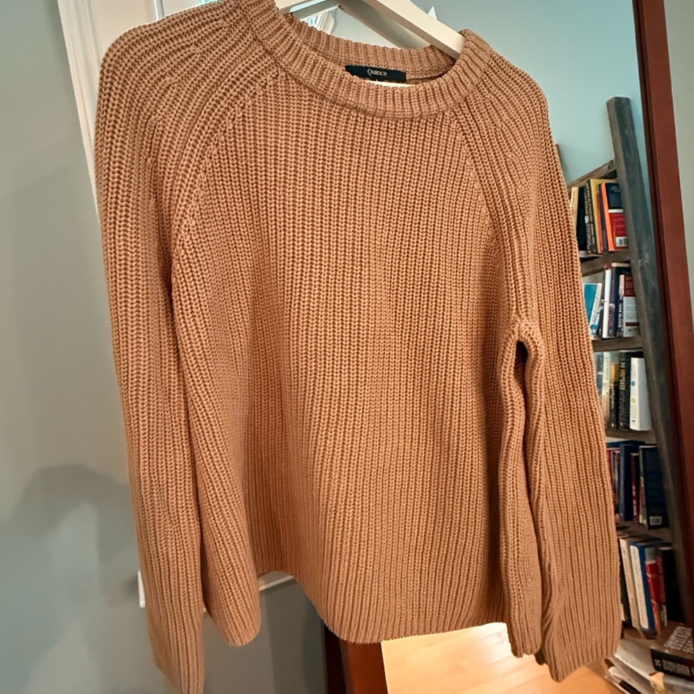 Quince Camel Knit Crew Neck Sweater